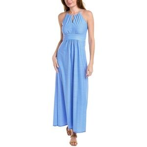 Jude Connally Mia Maxi Dress Long Halter Blue White Striped Women’s XS